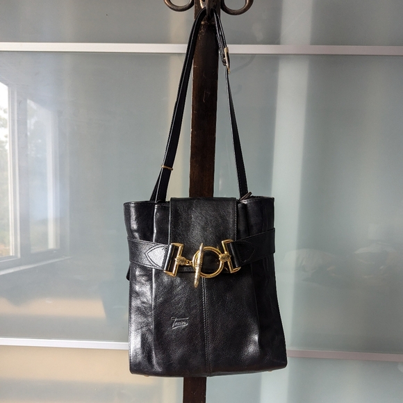 🇫🇷 RARE 1980s Luxury Texier ⚫ Leather Ring Buckle Crossbod Shoulder Bag France - Picture 16 of 16